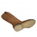 Woman's boot in tan brown suede heel 3 - Available sizes:  33, 34