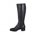 Woman's boot with squared tip and zipper in black leather heel 4 - Available sizes:  33