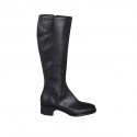 Woman's boot with squared tip and zipper in black leather heel 4 - Available sizes:  33
