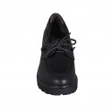 Mocassin pour femmes en cuir noir avec lacets talon 6 - Pointures disponibles:  44