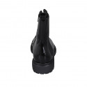 Bottines avec lacets, fermeture éclair et elastique pour femmes en cuir verni noir talon 3 - Pointures disponibles:  43, 44