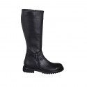 Bottes pour femmes avec fermetures éclair et goujons en cuir noir talon 4 - Pointures disponibles:  42, 43, 44, 45