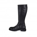 Bottes pour femmes avec fermetures éclair et goujons en cuir noir talon 4 - Pointures disponibles:  42, 43, 44, 45