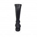 Bottes pour femmes avec fermetures éclair et goujons en cuir noir talon 4 - Pointures disponibles:  42, 44, 45