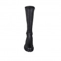 Woman's boot with zippers and studs in black leather heel 4 - Available sizes:  42, 43, 44, 45