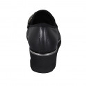 Chaussure pour femmes en cuir noir avec elastiques et chaîne talon compensé 4 - Pointures disponibles:  34, 42, 43, 44