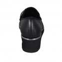 Woman's highfronted shoe in black leather with elastics and chain wedge heel 4 - Available sizes:  44