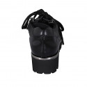 Zapato para mujer con cordones y cremallera en piel y charol negro cuña 4 - Tallas disponibles:  44, 45