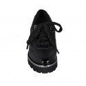 Scarpa stringata da donna con cerniera in pelle e vernice nera zeppa 4 - Misure disponibili: 44