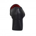 Mocasin à bout pointu pour femmes avec accessoire en cuir noir talon 6 - Pointures disponibles:  32, 42, 44, 45