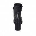Woman's ankle boot in black leather with zipper and round tip heel 8 - Available sizes:  44