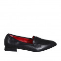 Woman's pointy loafer in black leather with heel 2 - Available sizes:  32, 43, 44, 45