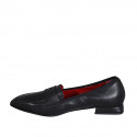 Mocasin à bout pointu pour femmes en cuir noir avec talon 2 - Pointures disponibles:  32, 42, 43, 44, 45