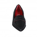 Mocasin à bout pointu pour femmes en cuir noir avec talon 2 - Pointures disponibles:  32, 42, 43, 44, 45