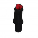 Botin puntiagudo para mujer con cremalleras en gamuza negra tacon 6 - Tallas disponibles:  33, 34