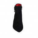 Botin puntiagudo para mujer con cremalleras en gamuza negra tacon 6 - Tallas disponibles:  33, 34
