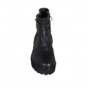 Woman's ankle boot with zippers, studs and buckles in black leather heel 4 - Available sizes:  32, 33