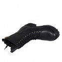 Botin alto para mujer con cremalleras y cordones en piel negra tacon 4 - Tallas disponibles:  32, 33