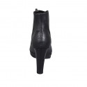 Woman's ankle boot with zipper and platform in black leather heel 10 - Available sizes:  42, 43