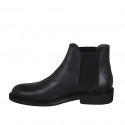 Men's ankle boot with elastic bands in black leather - Available sizes:  37, 38, 48, 52, 53, 54