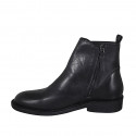 Men's ankle boot in black leather with zipper - Available sizes:  36, 37, 46, 47, 48