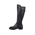 Woman's boot in black leather with zipper and buckle heel 3 - Available sizes:  45
