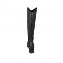 Botte texane pour femmes avec fermeture éclair en cuir noir talon 4 - Pointures disponibles:  33