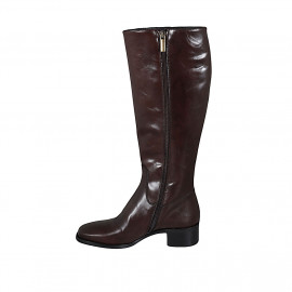 Botas para mujer con cremallera en piel marron tacon 4 - Tallas disponibles:  43 2