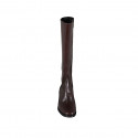 Woman's boot with zipper in brown leather heel 4 - Available sizes:  33, 34, 43