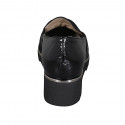 Woman's shoe with removable insole, elastic and rhinestones in black patent leather and fabric wedge heel 4 - Available sizes:  42, 43, 45