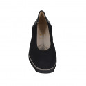 Woman's pump with removable insole in black patent leather and fabric wedge heel 4 - Available sizes:  43