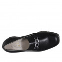 Woman's highfronted shoe with elastics, chain and removable insole in black leather wedge heel 4 - Available sizes:  43