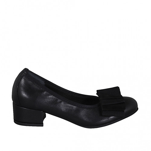 Woman's ballerina in black leather with bow heel 4 - Available sizes:  34