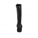 Bota modelo combate para mujer con cordones y cremallera en piel negra tacon 3 - Tallas disponibles:  32, 33, 44, 45