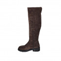 Woman's boot with half zipper and buckle in brown suede heel 4 - Available sizes:  42, 43