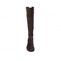 Woman's boot with half zipper and buckle in brown suede heel 4 - Available sizes:  42, 43