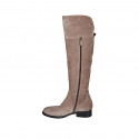 Woman's boot with half zipper and buckle in beige suede heel 3 - Available sizes:  44