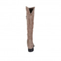 Woman's boot with half zipper and buckle in beige suede heel 3 - Available sizes:  44