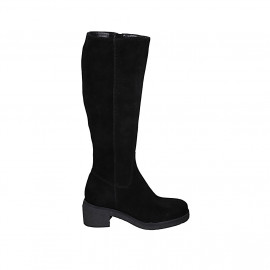 Bottes pour femmes en daim noir avec fermeture éclair talon 5 - Pointures disponibles: 32, 33, 34