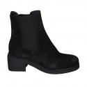 Woman's ankle boot in black suede with elastic bands heel 5 - Available sizes:  42, 45