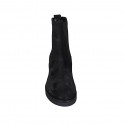 Woman's ankle boot in black suede with elastic bands heel 5 - Available sizes:  42, 45
