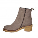 Woman's ankle boot in taupe suede with zipper heel 5 - Available sizes:  42, 43