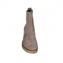 Woman's ankle boot in taupe suede with zipper heel 5 - Available sizes:  42, 43