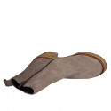 Botines para mujer en gamuza gris pardo con cremallera tacon 5 - Tallas disponibles:  42, 43