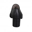 Scarpa accollata da donna con elastici e borchie in pelle nera tacco 5 - Misure disponibili: 33, 34, 43, 44