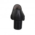 Woman's highfronted shoe with elastics and studs in black leather heel 5 - Available sizes:  43