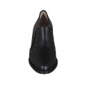 Woman's highfronted shoe with elastics and studs in black leather heel 5 - Available sizes:  33, 34, 43, 44