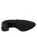 Woman's highfronted shoe with elastics and studs in black leather heel 5 - Available sizes:  43