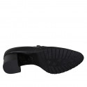 Zapato cerrado para mujer con elasticos y tachuelas en piel negra tacon 5 - Tallas disponibles:  33, 34, 43, 44