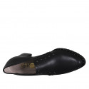 Woman's highfronted shoe with elastics and studs in black leather heel 5 - Available sizes:  43